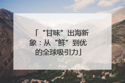 “甘味”出海新象：从“鲜”到优的全球吸引力