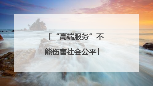 “高端服务”不能伤害社会公平
