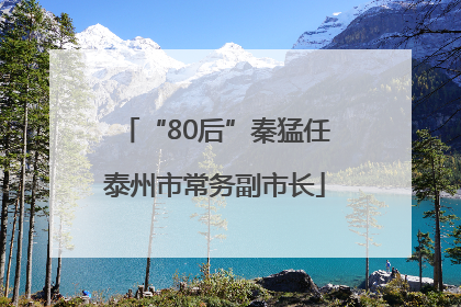 “80后”秦猛任泰州市常务副市长