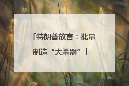特朗普放言：批量制造“大杀器”