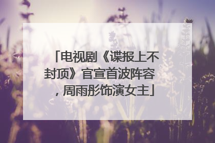 电视剧《谍报上不封顶》官宣首波阵容，周雨彤饰演女主