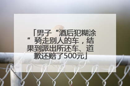 男子“酒后犯糊涂”骑走别人的车，结果到派出所还车、道歉还赔了500元