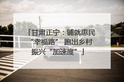 甘肃正宁：铺就惠民“幸福路” 跑出乡村振兴“加速度”