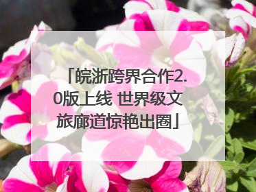 皖浙跨界合作2.0版上线 世界级文旅廊道惊艳出圈