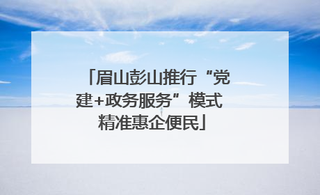 眉山彭山推行“党建+政务服务”模式 精准惠企便民