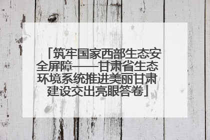 筑牢国家西部生态安全屏障——甘肃省生态环境系统推进美丽甘肃建设交出亮眼答卷