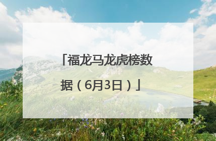 福龙马龙虎榜数据（6月3日）