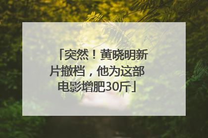 突然！黄晓明新片撤档，他为这部电影增肥30斤