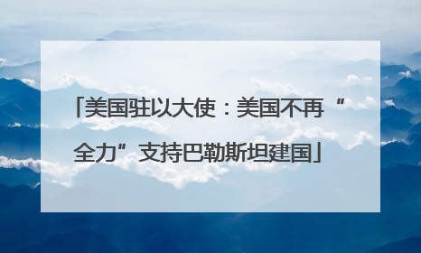 美国驻以大使：美国不再“全力”支持巴勒斯坦建国