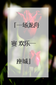 一场龙舟赛 欢乐一座城