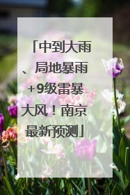 中到大雨、局地暴雨+9级雷暴大风！南京最新预测