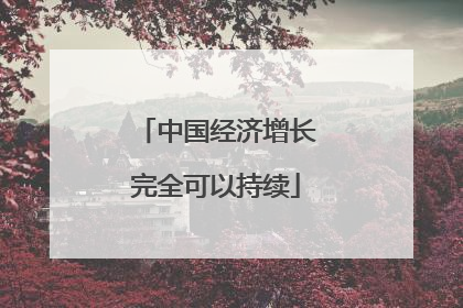 中国经济增长完全可以持续