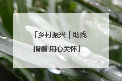 乡村振兴｜助残捐赠 用心关怀