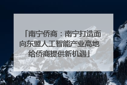 南宁侨商：南宁打造面向东盟人工智能产业高地给侨商提供新机遇