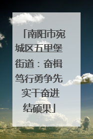 南阳市宛城区五里堡街道：奋楫笃行勇争先 实干奋进结硕果