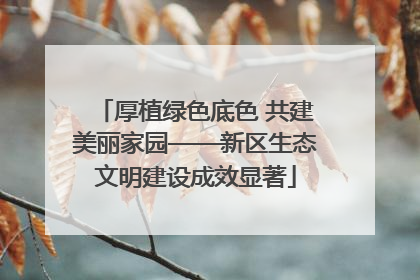 厚植绿色底色 共建美丽家园——新区生态文明建设成效显著