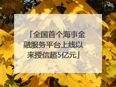 全国首个海事金融服务平台上线以来授信超5亿元