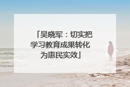 吴晓军：切实把学习教育成果转化为惠民实效