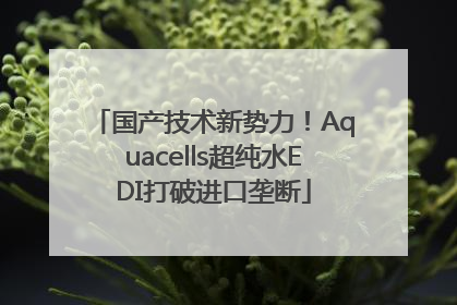 国产技术新势力！Aquacells超纯水EDI打破进口垄断