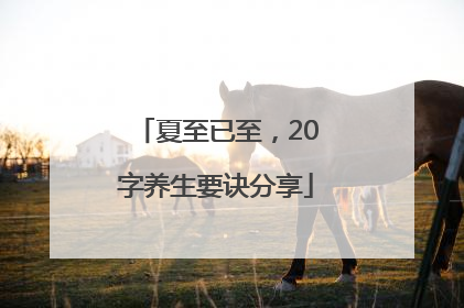 夏至已至，20字养生要诀分享