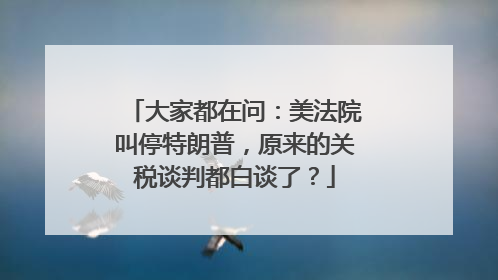 大家都在问：美法院叫停特朗普，原来的关税谈判都白谈了？