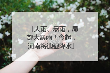 大雨、暴雨，局部大暴雨！今起，河南将迎强降水