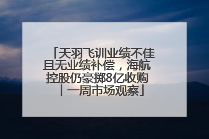 天羽飞训业绩不佳且无业绩补偿，海航控股仍豪掷8亿收购丨一周市场观察