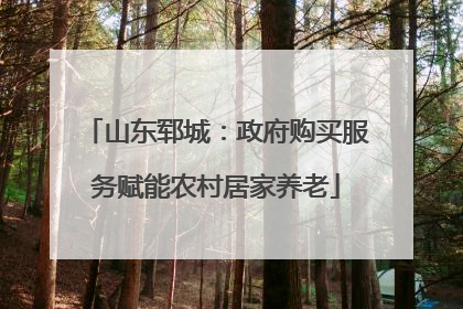 山东郓城：政府购买服务赋能农村居家养老