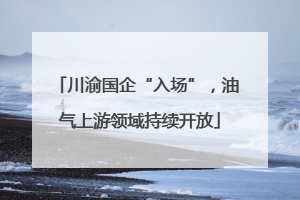 川渝国企“入场”，油气上游领域持续开放