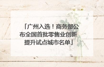 广州入选！商务部公布全国首批零售业创新提升试点城市名单