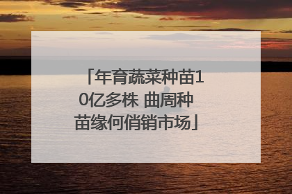 年育蔬菜种苗10亿多株 曲周种苗缘何俏销市场