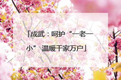 成武：呵护“一老一小” 温暖千家万户