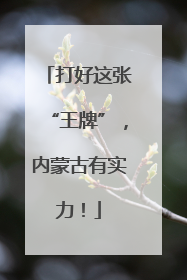 打好这张“王牌”，内蒙古有实力！