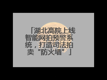 湖北高院上线智能网拍预警系统，打造司法拍卖“防火墙”
