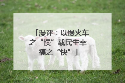 漫评：以慢火车之“慢”载民生幸福之“快”