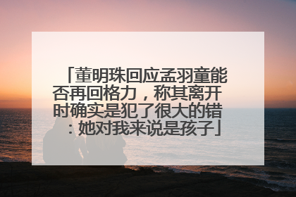 董明珠回应孟羽童能否再回格力，称其离开时确实是犯了很大的错：她对我来说是孩子