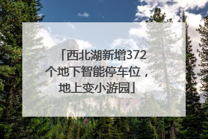 西北湖新增372个地下智能停车位，地上变小游园