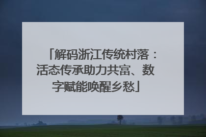 解码浙江传统村落：活态传承助力共富、数字赋能唤醒乡愁