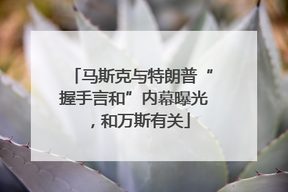 马斯克与特朗普“握手言和”内幕曝光，和万斯有关
