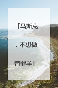 马斯克：不想做替罪羊